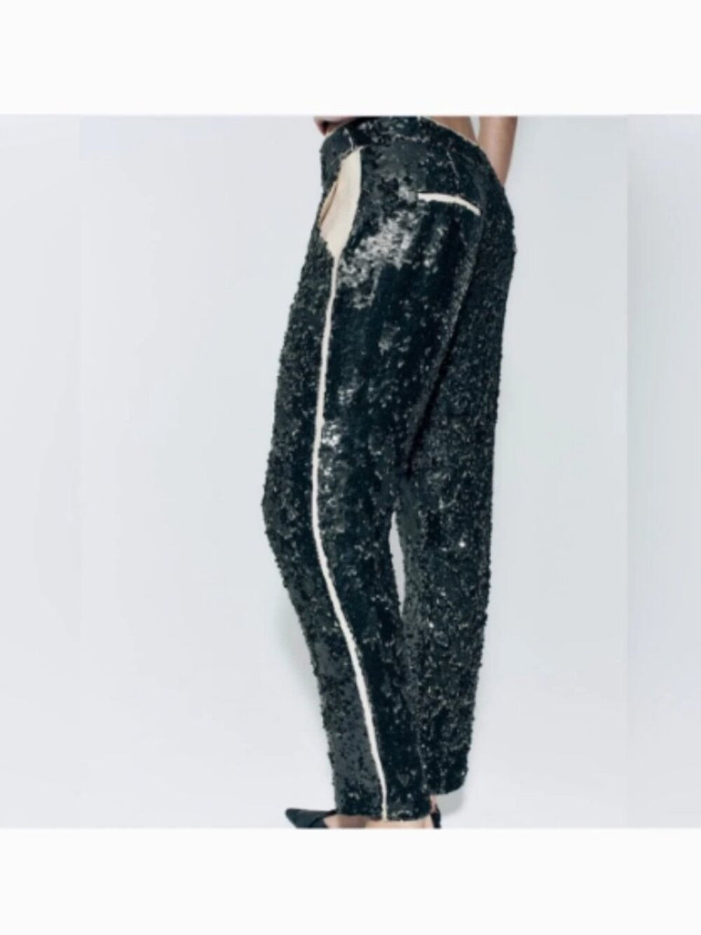 Zara Green Sequined Pants NWOT